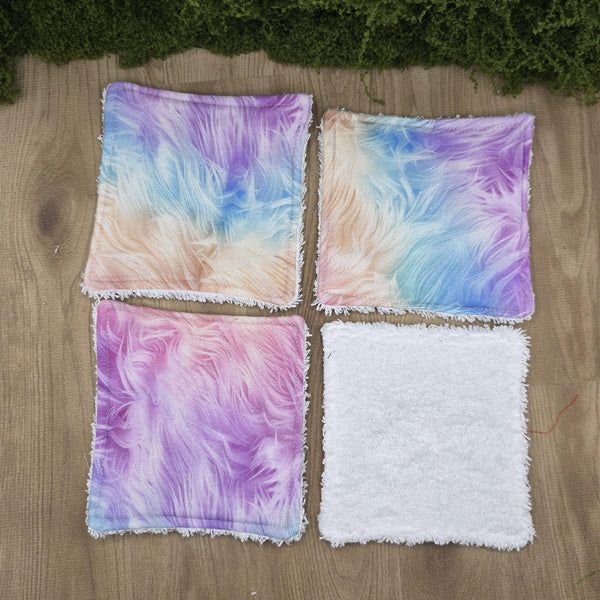 Reusable Cotton Wipes - Make Up - Toddler - Finger Wipes: 4 Pack Plushie Fur 2D, Eco-Friendly Skincare