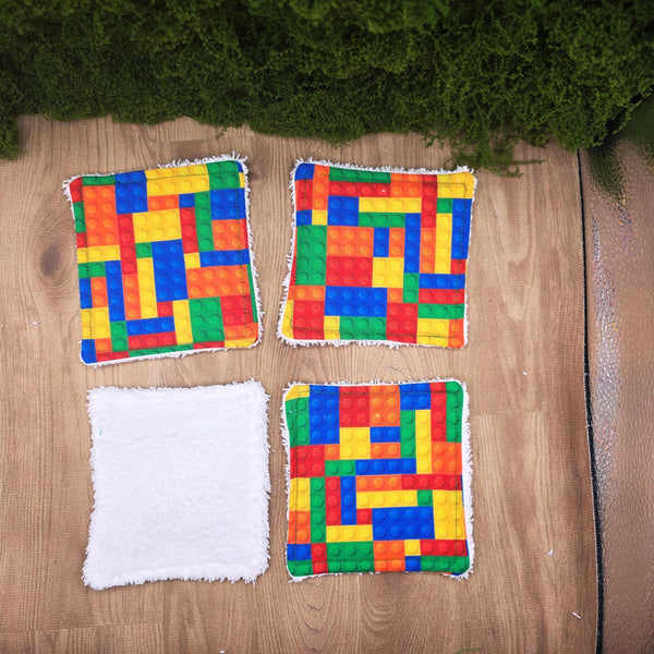 Reusable Cotton Wipes - Make Up - Toddler - Finger Wipes: 4 Pack Building Blocks, Eco-Friendly Skincare