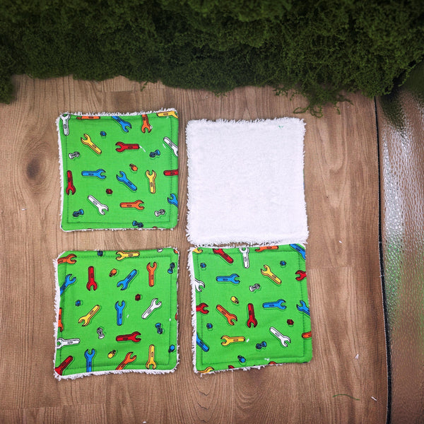 Reusable Cotton Wipes - Make Up - Toddler - Finger Wipes: 4 Pack Green Tools, Eco-Friendly Skincare
