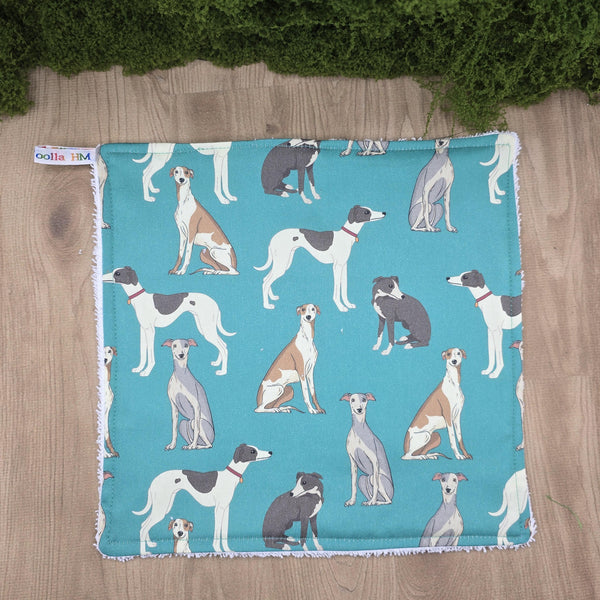 Face Flannel, Towel backed cloth, Wash Cloth, UnPaper Towel, Face Wipe, Makeup Remover, Eco Friendly, Plastic Free - Whippet Greyhound