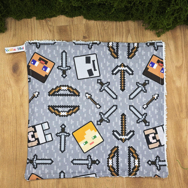 Face Flannel, Towel backed cloth, Wash Cloth, UnPaper Towel, Face Wipe, Makeup Remover, Eco Friendly, Plastic Free - Grey Blocks