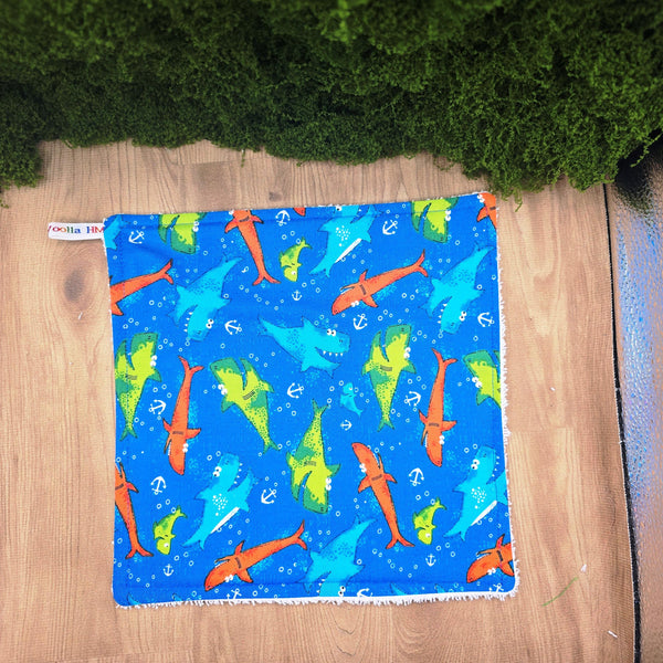 Face Flannel, Towel backed cloth, Wash Cloth, UnPaper Towel, Face Wipe, Makeup Remover, Eco Friendly, Plastic Free - Happy Sharks