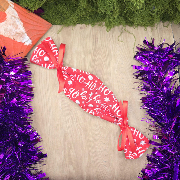 Reusable Christmas Cracker, Washable, Eco Friendly Sustainable Festive Table Decor, Refillable Zero Waste Holiday Gift Idea - Ho Ho Ho