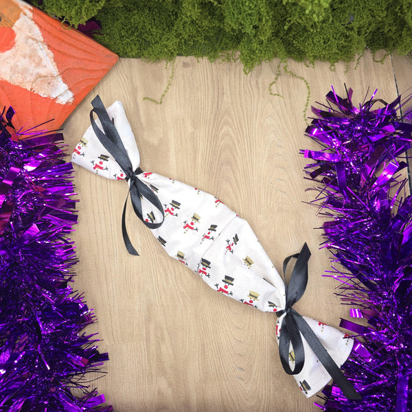 Reusable Christmas Cracker, Washable, Eco Friendly Sustainable Festive Table Decor, Refillable Zero Waste Holiday Gift Idea - Snowman