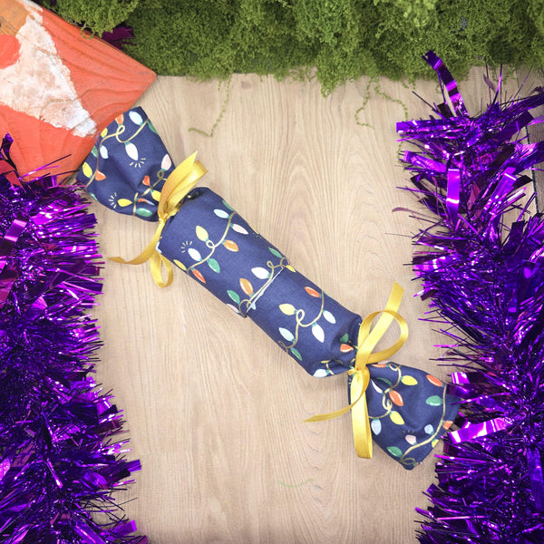 Reusable Christmas Cracker, Washable, Eco Friendly Sustainable Festive Table Decor, Refillable Zero Waste Holiday Gift Navy Festive Lights