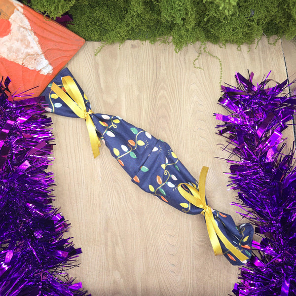 Reusable Christmas Cracker, Washable, Eco Friendly Sustainable Festive Table Decor, Refillable Zero Waste Holiday Gift Navy Festive Lights