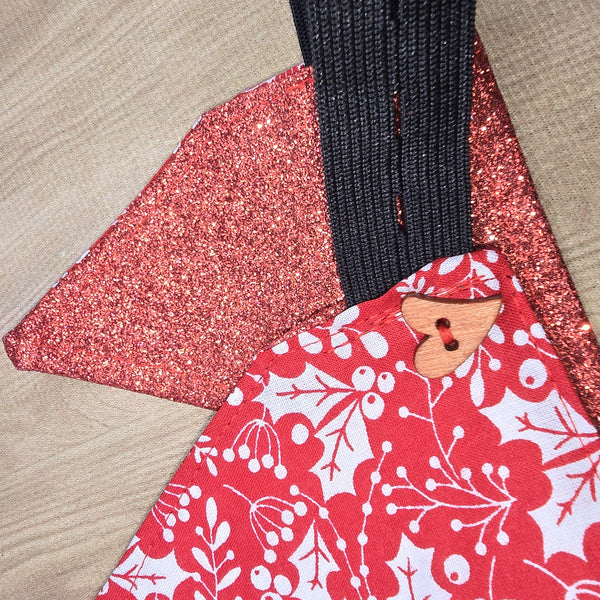 Red Mistletoe Holly With Red Glitter Fabric Christmas Crown Reversible Adjustable 1 Size Fit All Party Hat Birthday  Zero Waste