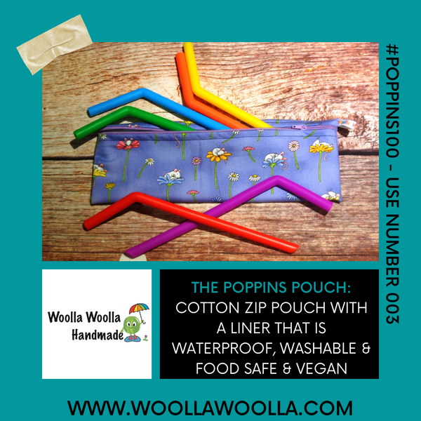 Blue Peacock -  Straw/Cutlery Poppins Pouch