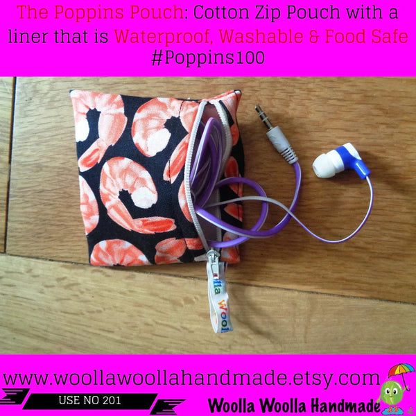 Tiny Pink Flamingo - Pippins Poppins Pouch Snack Pouch, Coin Purse, Ear Bud Case