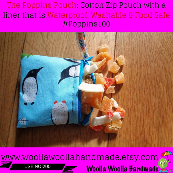 Anime Cartoon - Pippins Pouch - Handmade Cotton Zipped Pouch for Snacks and Food Storage
