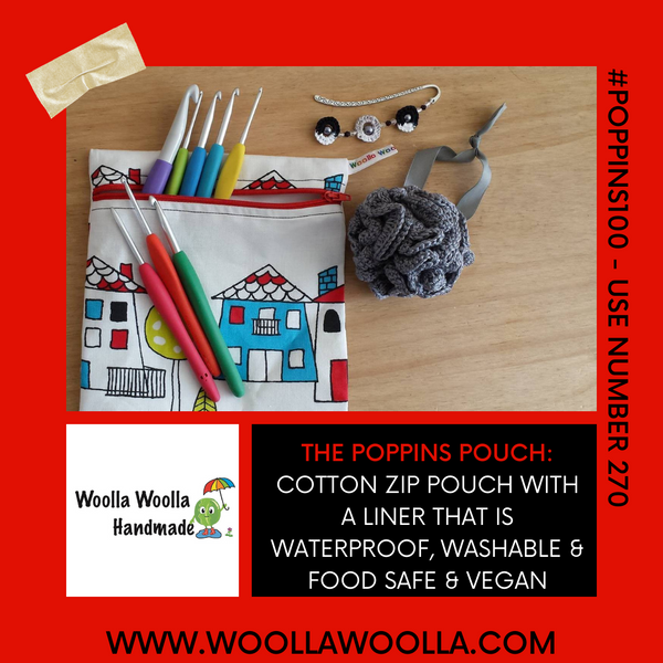 Otter Stripe -  Medium Poppins Pouch Reusable Washable Sandwich Bag - Vegan Alternative to Wax Wrap