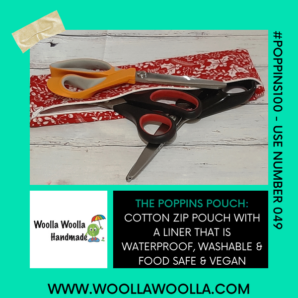 Red White Holly  - XL Straw/Cutlery Poppins Pouch