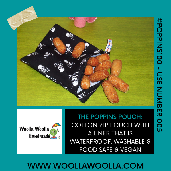 Chili Pepper Chilli White - - Small Poppins Pouch Washable Snack Bag