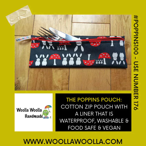 Folk Birds -  Reusable Straw Cutlery Chopstick Utensil Poppins Pouch
