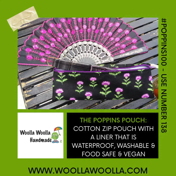 Purple Mosaic -  Reusable Straw Cutlery Chopstick Utensil Poppins Pouch