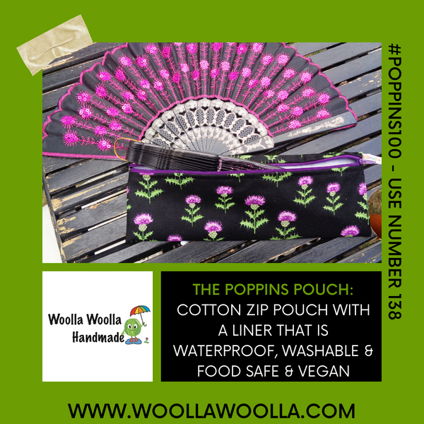 Green Holly Foliage - XL Straw/Cutlery Poppins Pouch