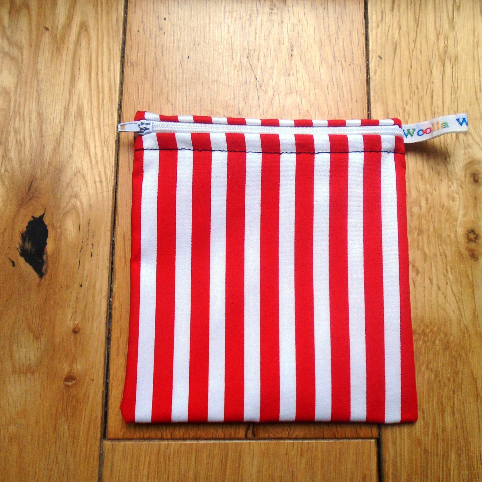 Red White Stripes - Small Poppins Pouch Washable Snack Bag