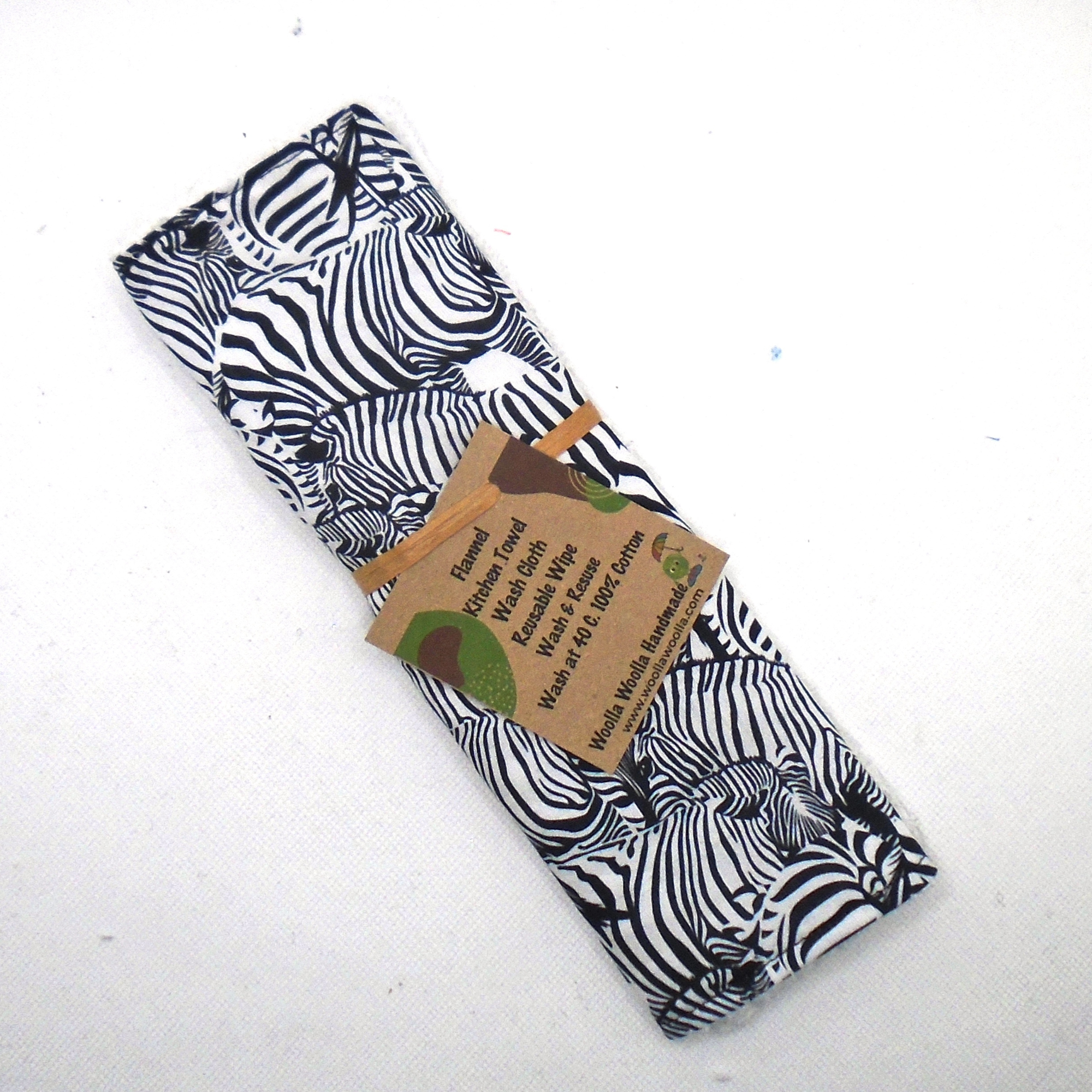 Face Flannel, Towel backed cloth, Bathroom Flannel, Face Wipe, Toddler Wipe, Makeup Remover, Eco Friendly, Plastic Free Zebra Zebra