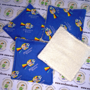 Reusable Cotton Wipes 4 Pack - Make Up - Toddler - Finger Wipes - Rainbow Space With Cream Towelling