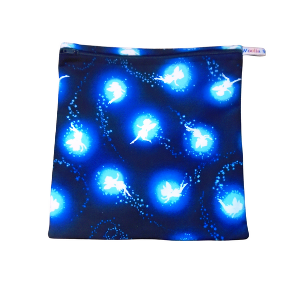 Midnight Fairy - Large Poppins Pouch - Waterproof, Washable, Food Safe, Vegan, Lined Zip Bag