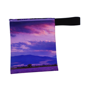 Lavender Field - Dawn -  Handy Poppins Pouch, Waterproof, Washable, Food Safe, Vegan, Lined Zip Bag With Wrist Strap
