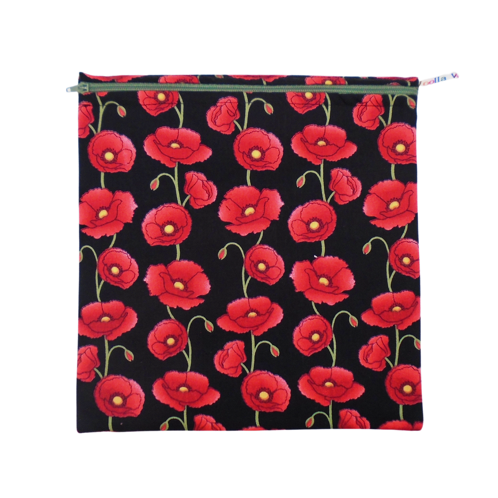 Poppy Stems - Large Poppins Pouch - Waterproof, Washable, Food Safe, Vegan, Lined Zip Bag
