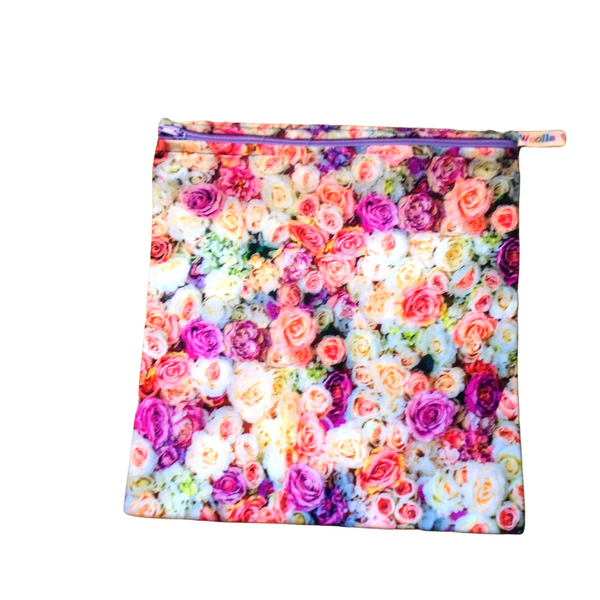 Real Roses - Large Poppins Pouch - Waterproof, Washable, Food Safe, Vegan, Lined Zip Bag