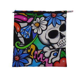 Street Art T1 - Large Poppins Pouch - Waterproof, Washable, Food Safe, Vegan, Lined Zip Bag