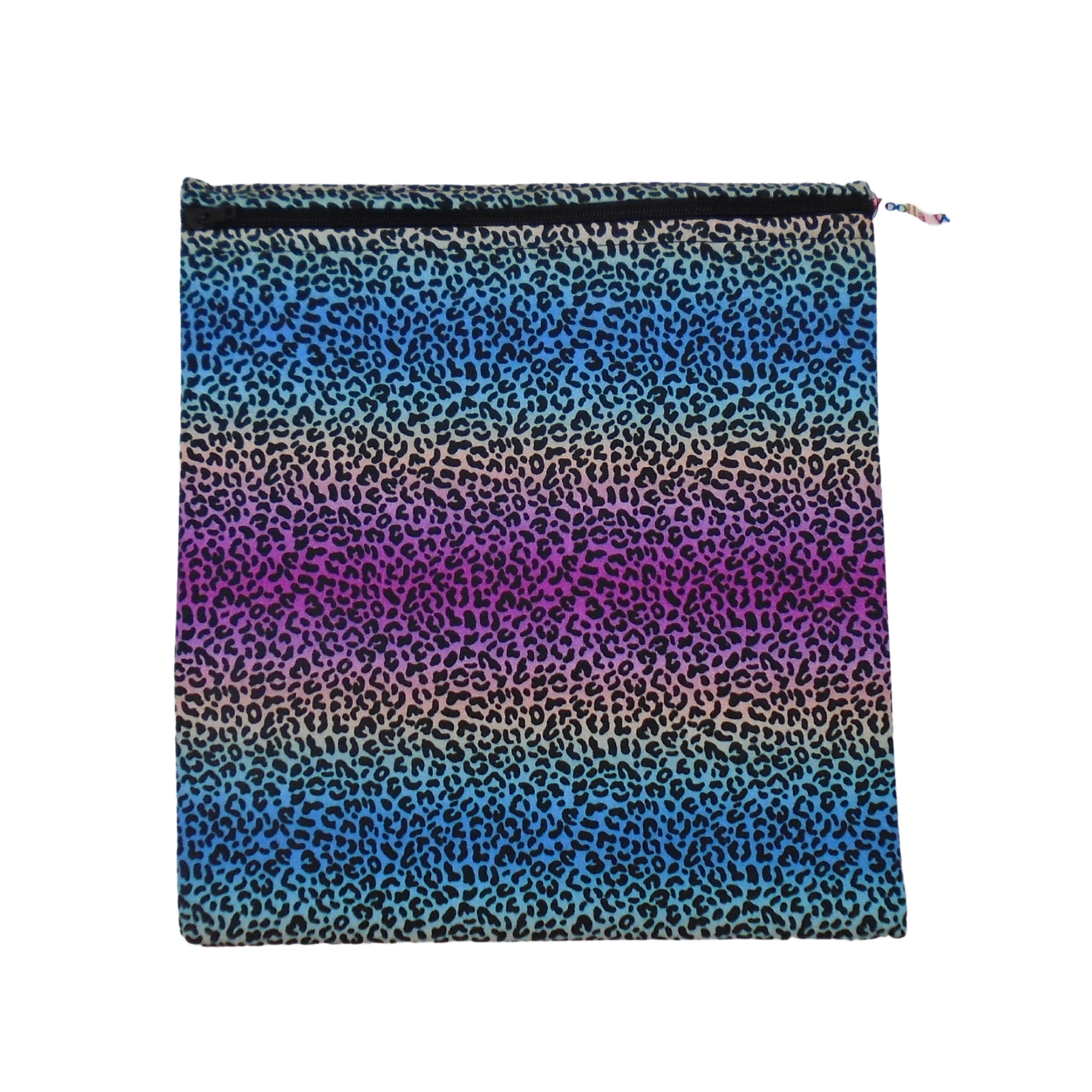 Rainbow Leopard Print - Large Poppins Pouch - Waterproof, Washable, Food Safe, Vegan, Lined Zip Bag