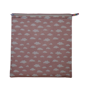 Pink Clouds  - Large Poppins Pouch - Waterproof, Washable, Food Safe, Vegan, Lined Zip Bag