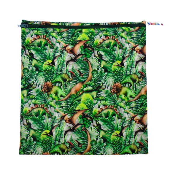 Dinosaur Trees - Large Poppins Pouch - Waterproof, Washable, Food Safe, Vegan, Lined Zip Bag