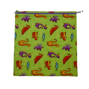 Cute Monsters - Large Poppins Pouch - Waterproof, Washable, Food Safe, Vegan, Lined Zip Bag