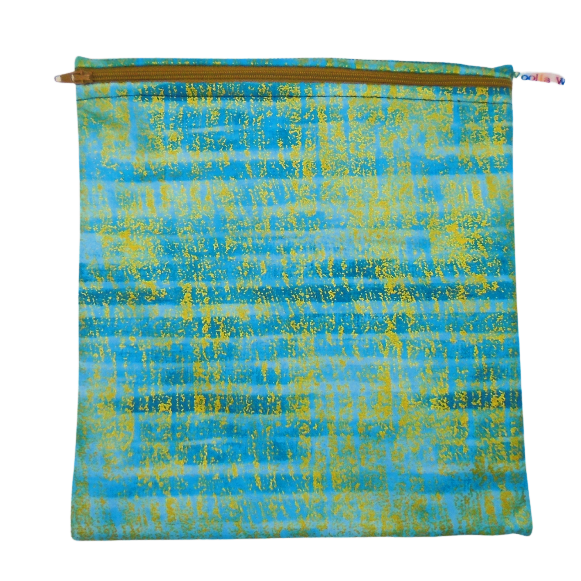 Ocean Gold Stripe - Large Poppins Pouch - Waterproof, Washable, Food Safe, Vegan, Lined Zip Bag