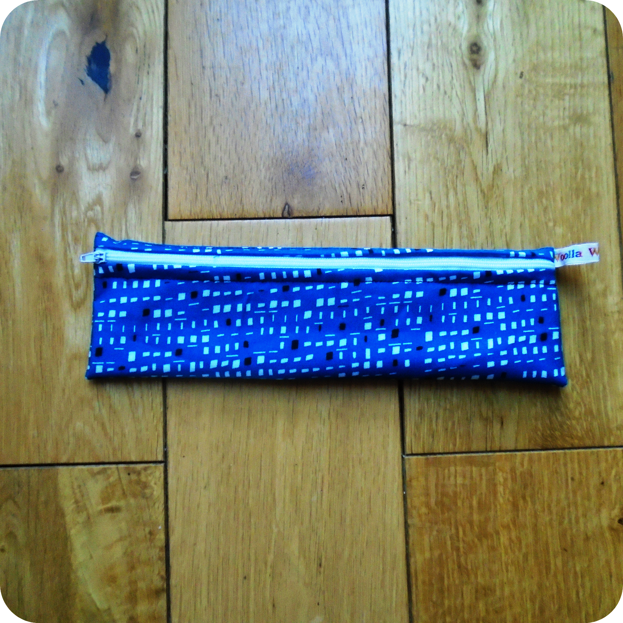 Blue Squares -  Straw/Cutlery Poppins Pouch
