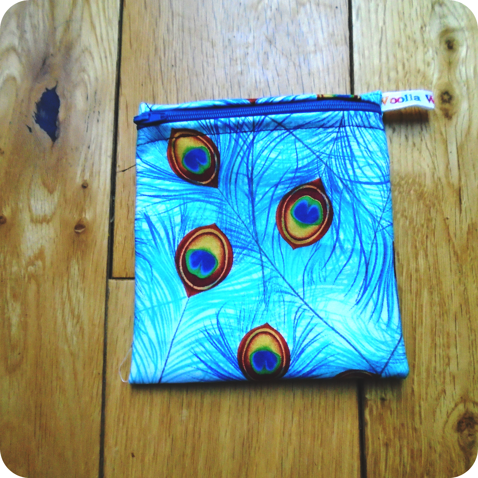 Blue Peacock - Small Poppins Pouch Washable Snack Bag