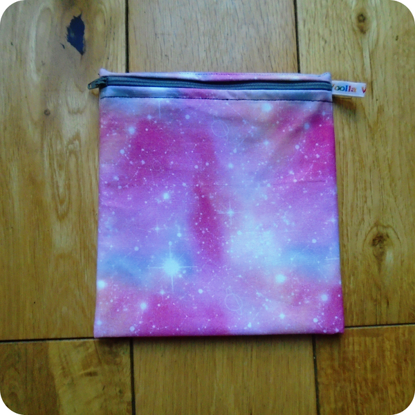 Pink Galaxy Medium Poppins Pouch Washable Sandwich Bag - Vegan Alt. to Wax Wrap