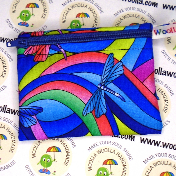 Dragonfly Dance - Snack Bag - Small Pippins Waterproof Pouch for Food, Makeup and more, Eco-Friendly and Washable Lunch, Travel, and Storage