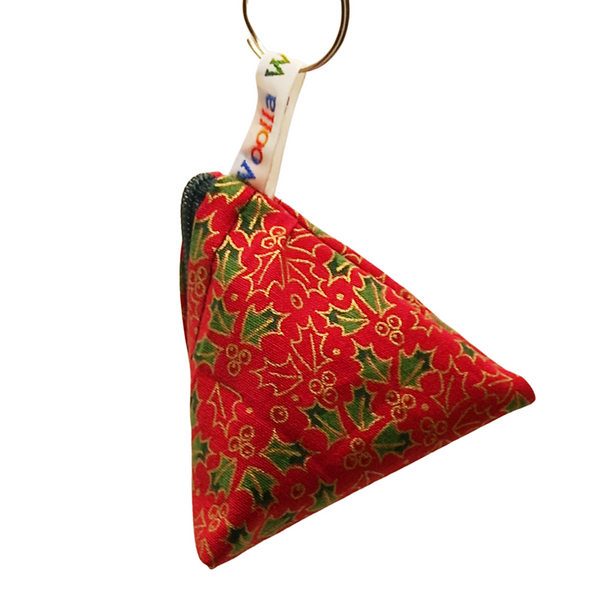 Metallic Holly - Tri-Keyring Snack Poppins Pouch