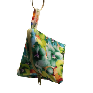 Green Pansy - Tri-Keyring Snack Poppins Pouch