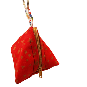 Red Gold Star - Tri-Keyring Snack Poppins Pouch