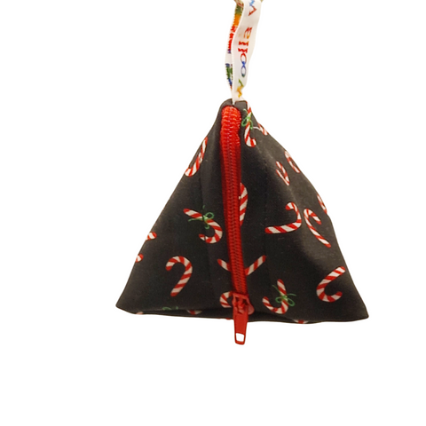 Black Candy Cane - Tri-Keyring Snack Poppins Pouch