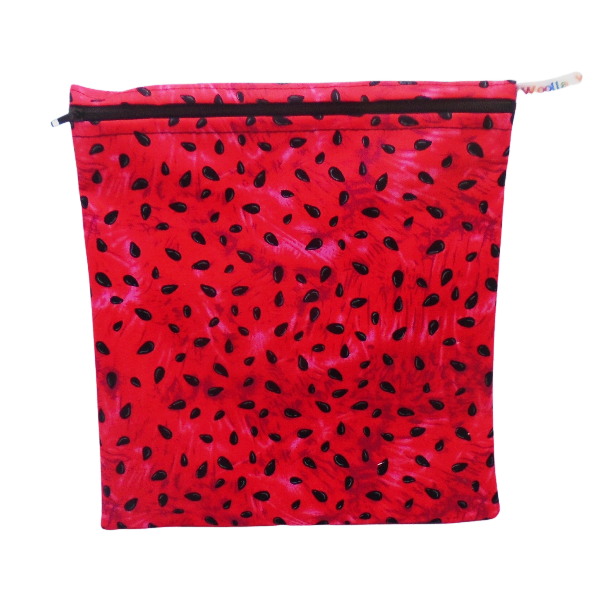 Watermelon Pips - Large Poppins Pouch - Waterproof, Washable, Food Safe, Vegan, Lined Zip Bag