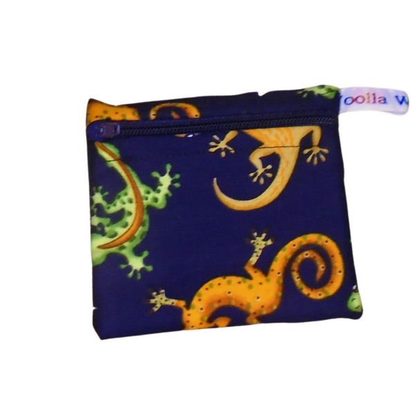 Navy Gecko - Pippins Poppins Pouch Snack Pouch, Coin Purse, Ear Bud Case