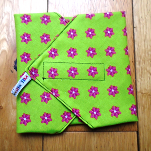 Lime Green Pink Flower -  Washable Reusable Sandwich Wrap