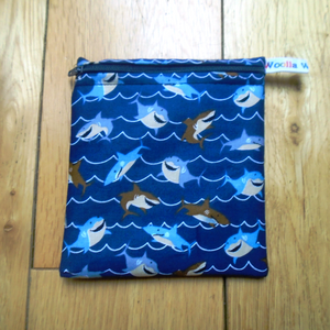 Shark Waves  - Small Poppins Pouch Washable Snack Bag