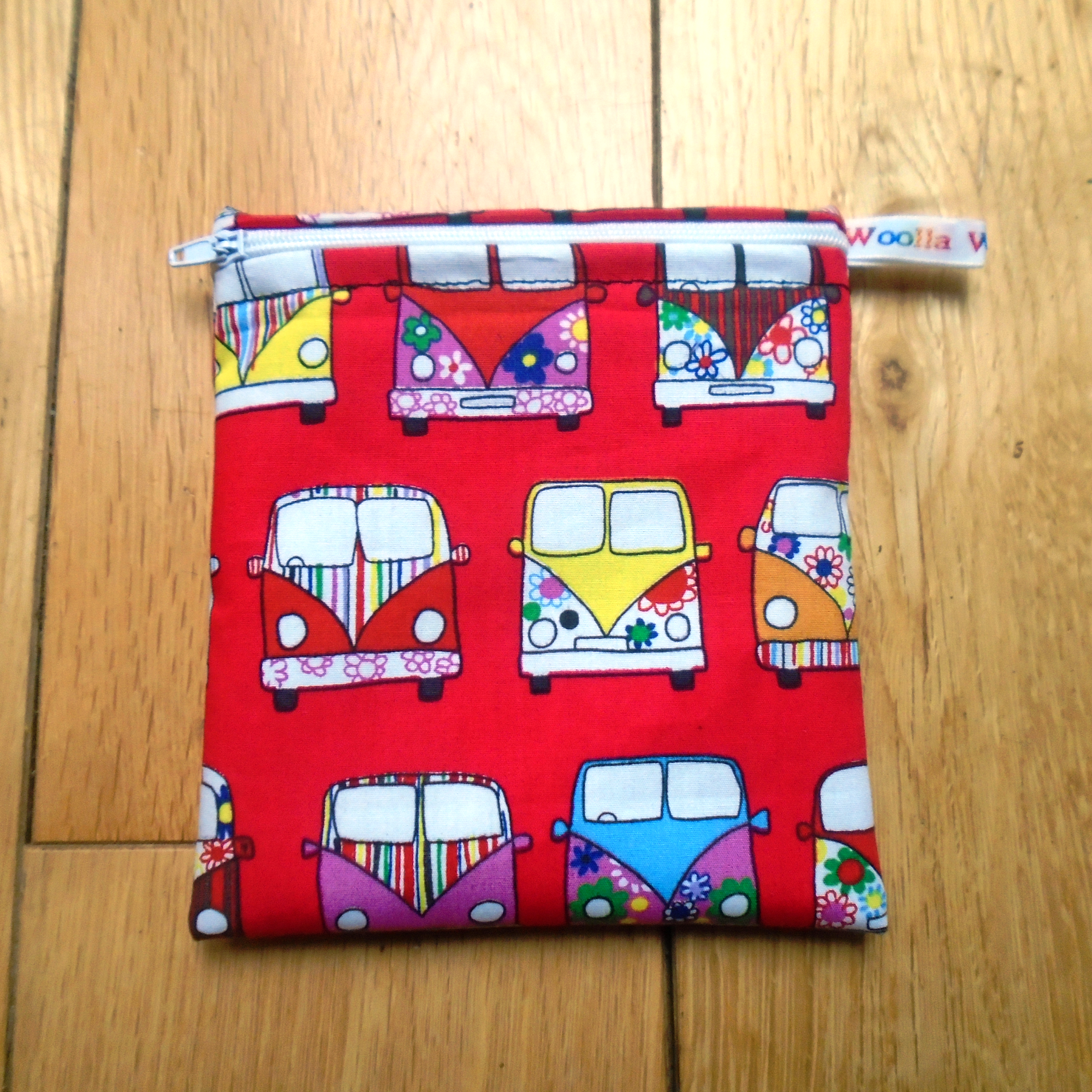 Red Camper Van- Small Poppins Pouch Washable Snack Bag