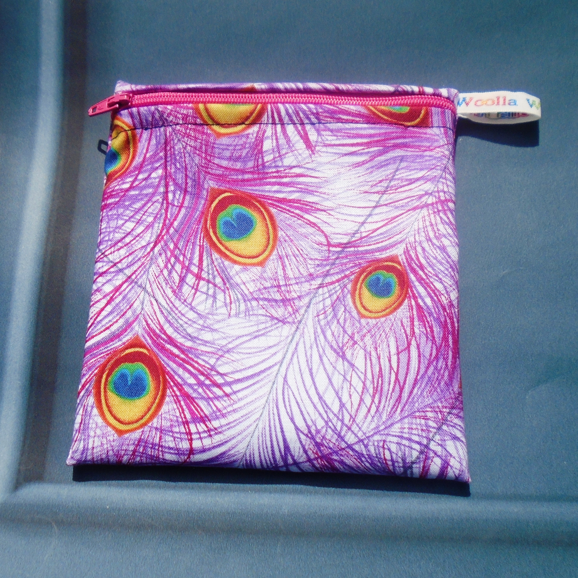 Pink Peacock - Small Poppins Pouch Washable Snack Bag