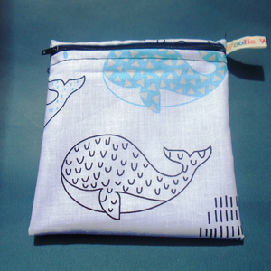 Blue Black Whale - Small Poppins Pouch Washable Snack Bag