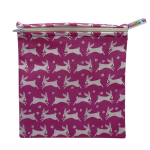 Pink Bunny -  Medium Poppins Pouch Reusable Washable Sandwich Bag - Vegan Alternative to Wax Wrap