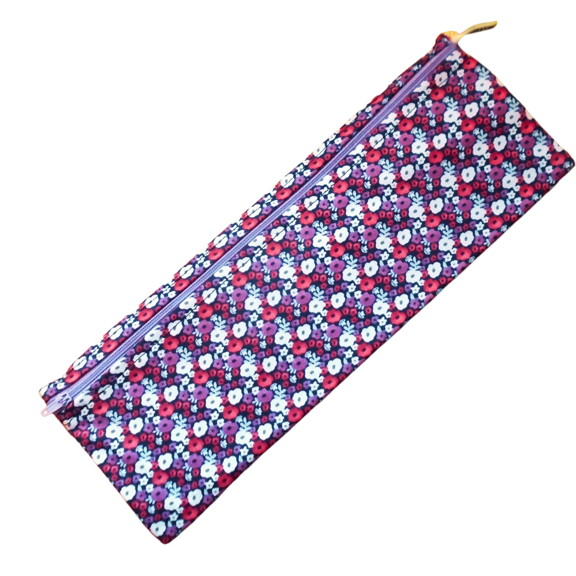 Purple Ditsy Flowers - XL  Straw/Cutlery Poppins Pouch